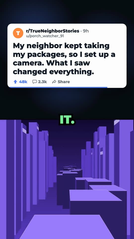 Split screen frame with a red background and the caption “what I saw”